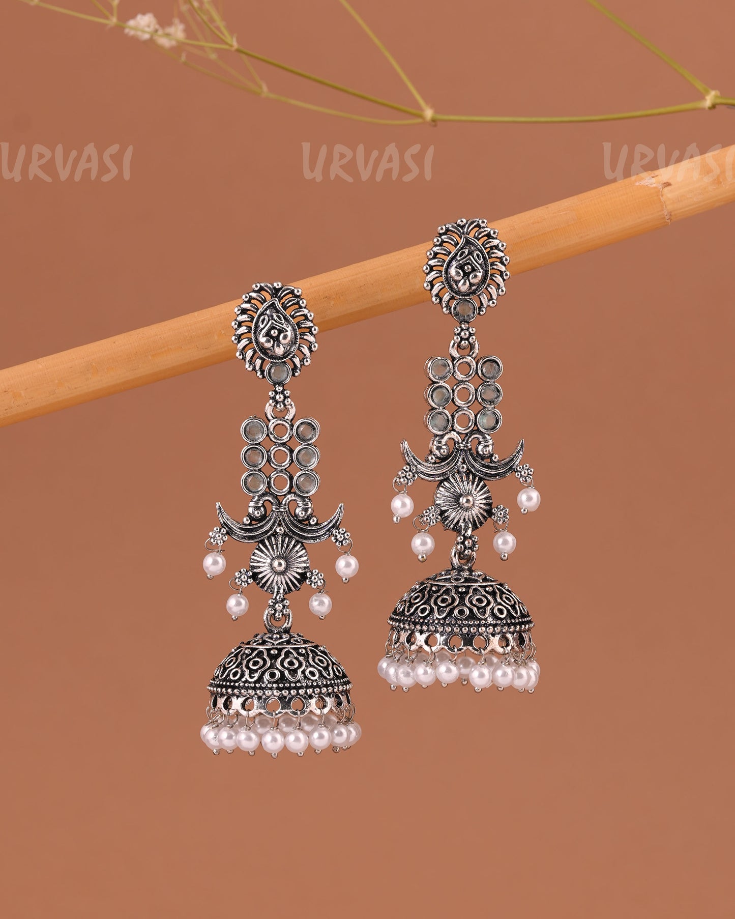 Oxidised Silver  Floral Jhumka Earrings  ER 1000