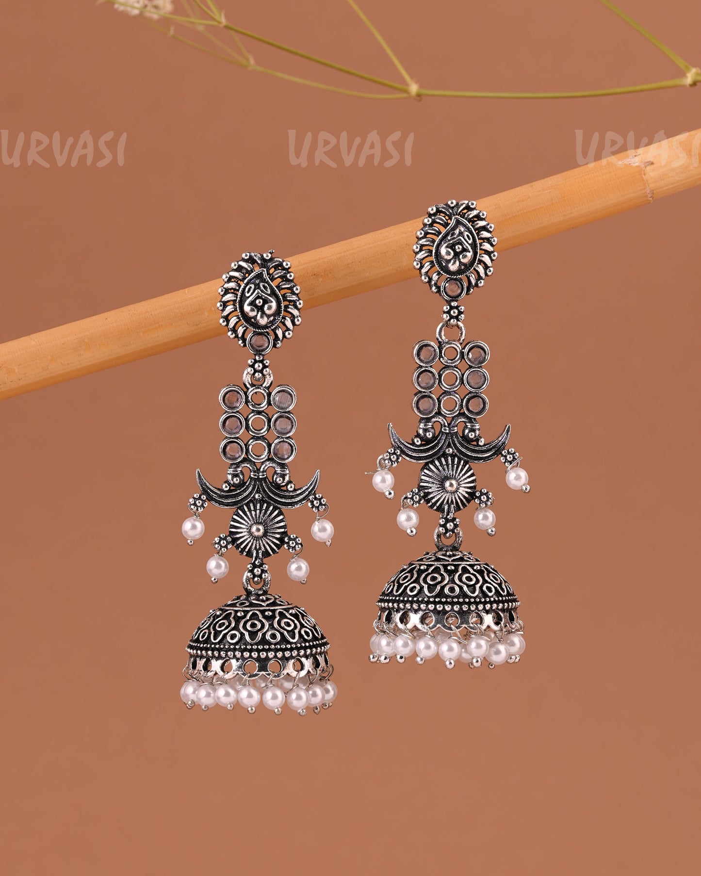Oxidised Silver  Floral Jhumka Earrings  ER 1000
