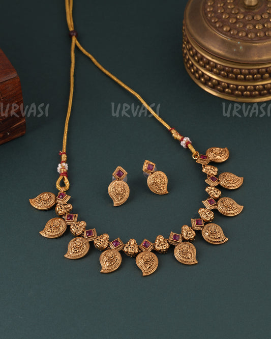 Gold-Toned Mango Lakshmi Floral Necklace 1616
