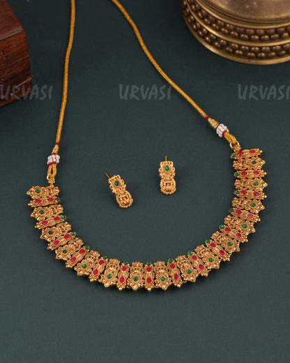 Gold-Toned Lakshmi Tear-Drop Necklace  1614