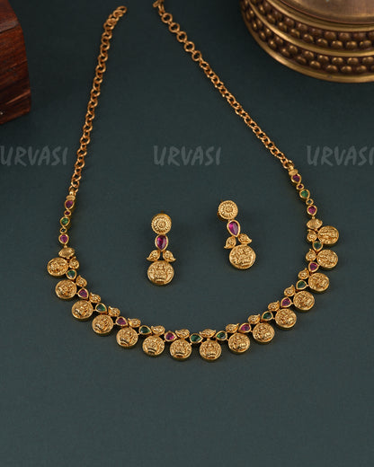Gold-Toned Kaasu Lakshmi Necklace 1625