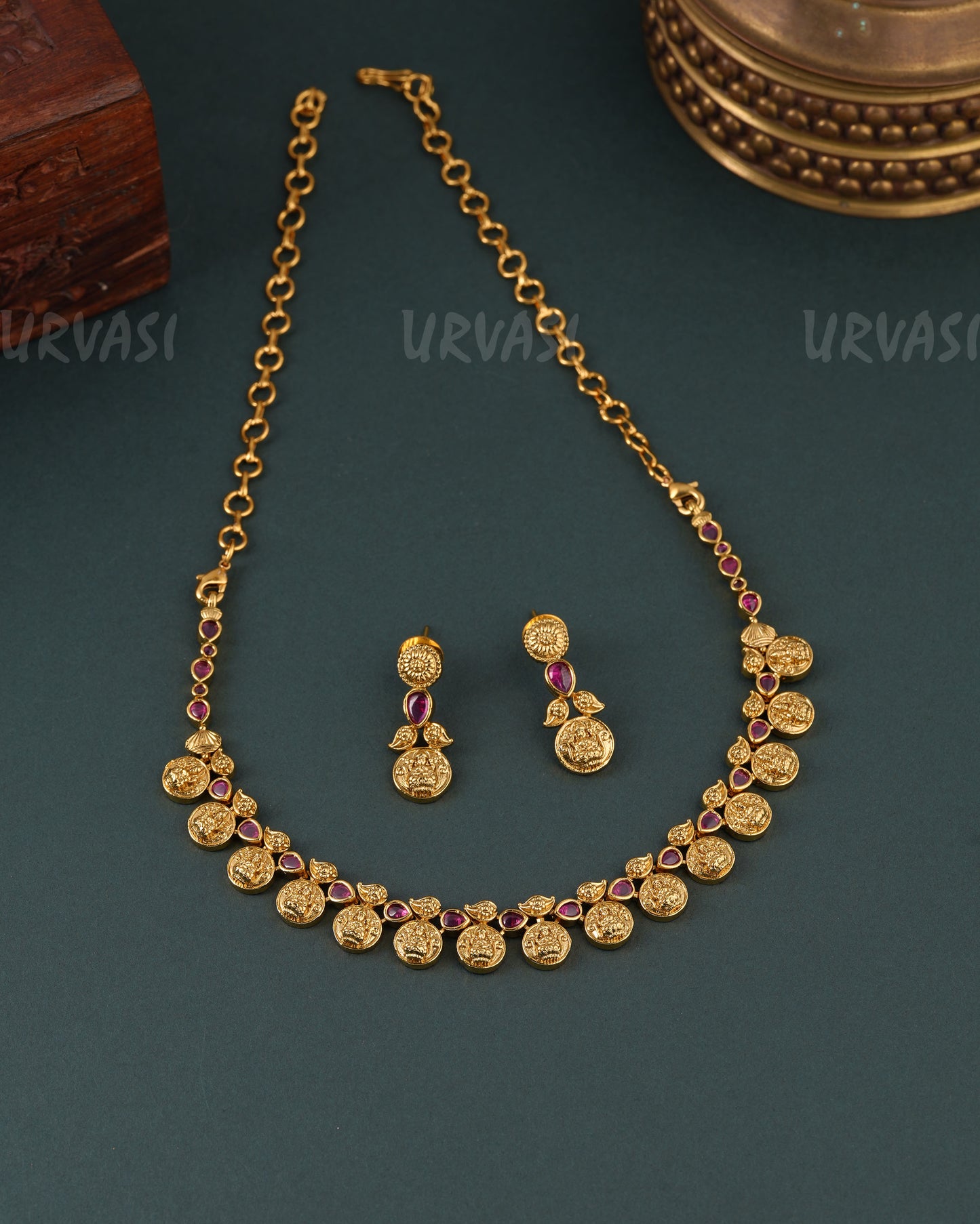 Gold-Toned Kaasu Lakshmi Necklace 1625