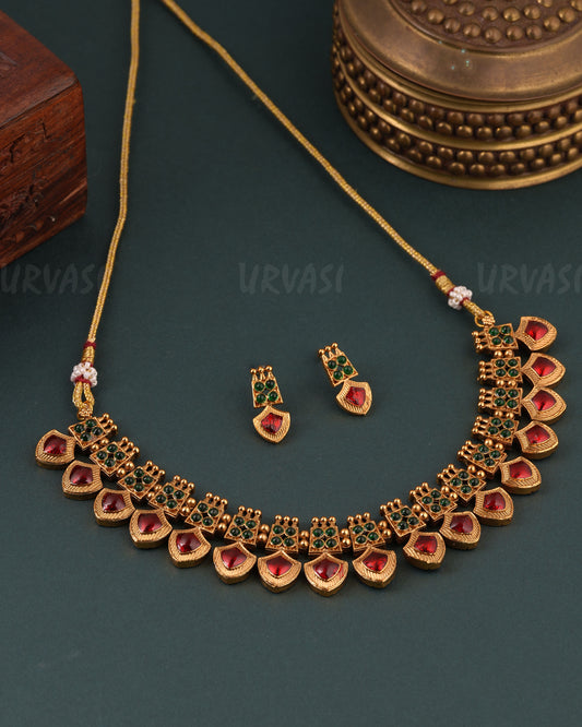 Gold-Toned Palakka  Designed Necklace 1661