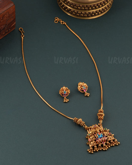 Gold-Toned Temple Lakshmi  Designed  Necklace 1665