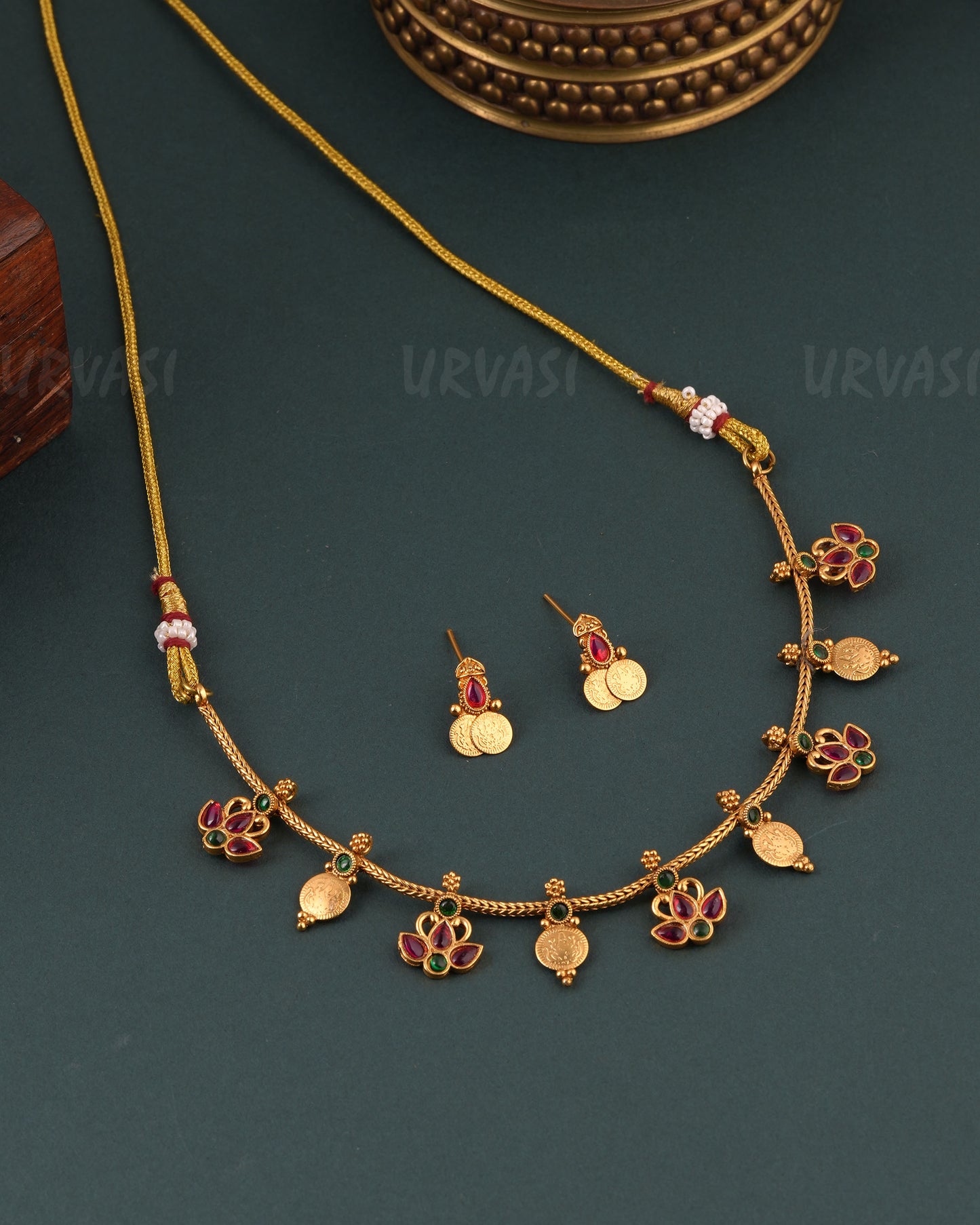 Gold -TonedFloral  Lakshmi Choker Necklace 1662