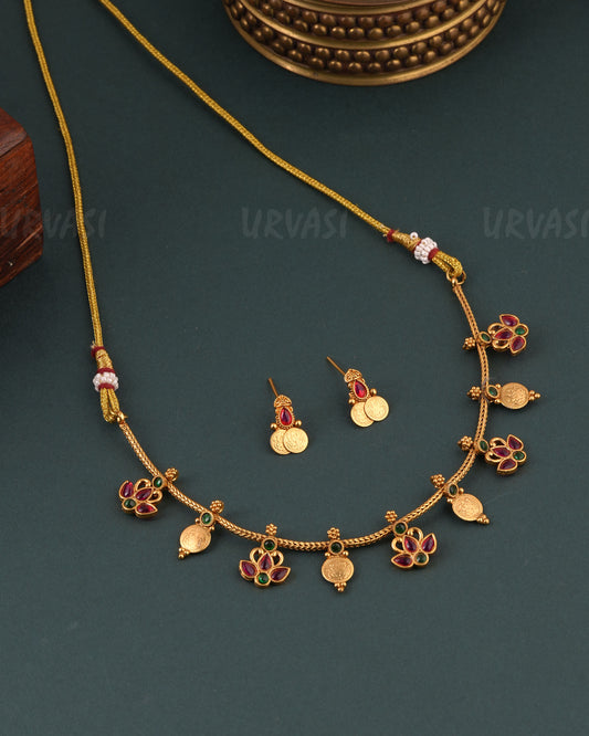 Gold -TonedFloral  Lakshmi Choker Necklace 1662