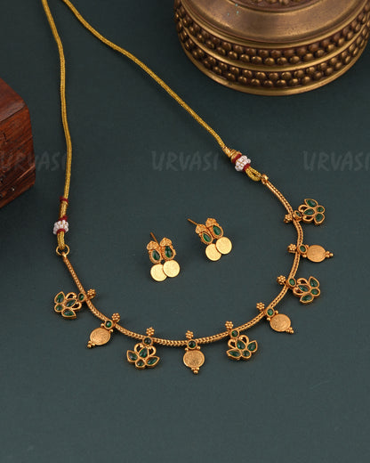 Gold -TonedFloral  Lakshmi Choker Necklace 1662