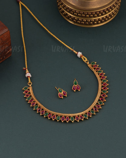 Gold -Toned Floral Designed Necklace 1658