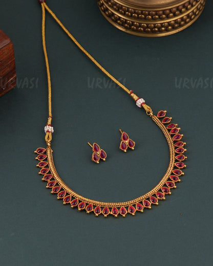 Gold -Toned Floral Designed Necklace 1658