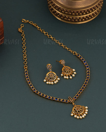 Gold-Toned Floral Attigai Necklace 1668
