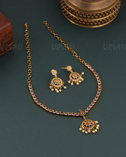 Gold-Toned Floral Attigai Necklace 1668