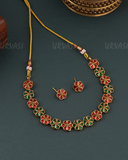 Gold -Toned Floral Designed  Choker Necklace 1645