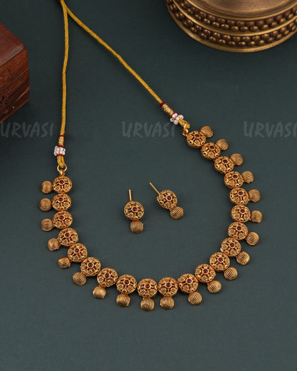 Gold -Toned Floral Designed Necklace 1646