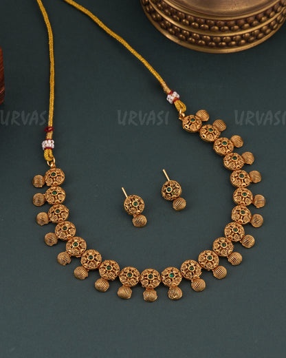 Gold -Toned Floral Designed Necklace 1646