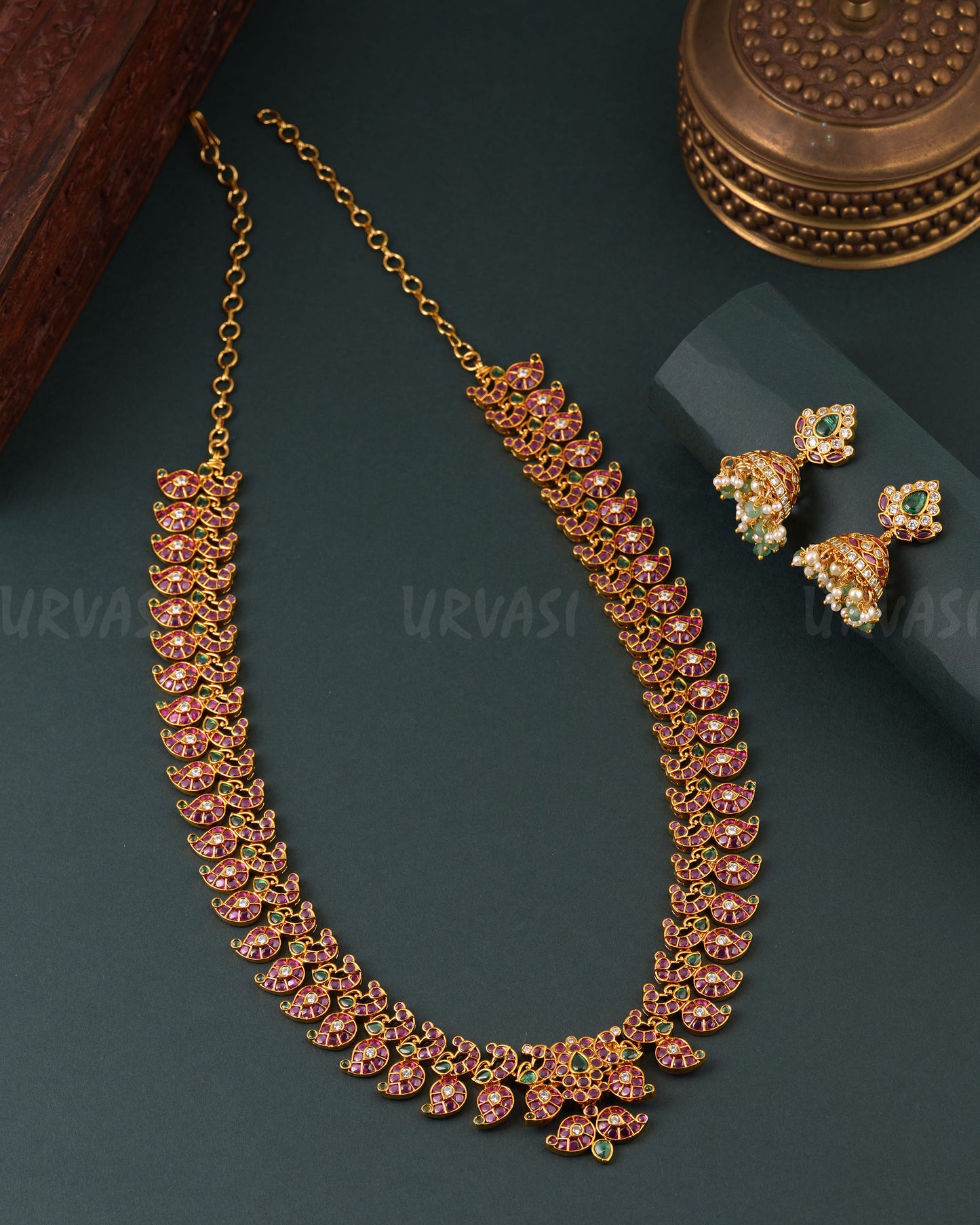 Gold-Toned Mango designed Long Necklace 1684