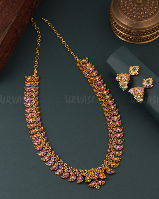 Gold-Toned Mango designed Long Necklace 1684