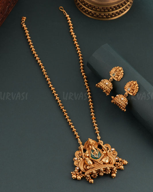 Gold-Toned Ganesha Pendant Long Necklace 1690