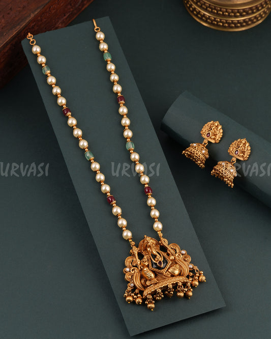 Gold-Toned Pearl Ganesh Long Necklace 1707