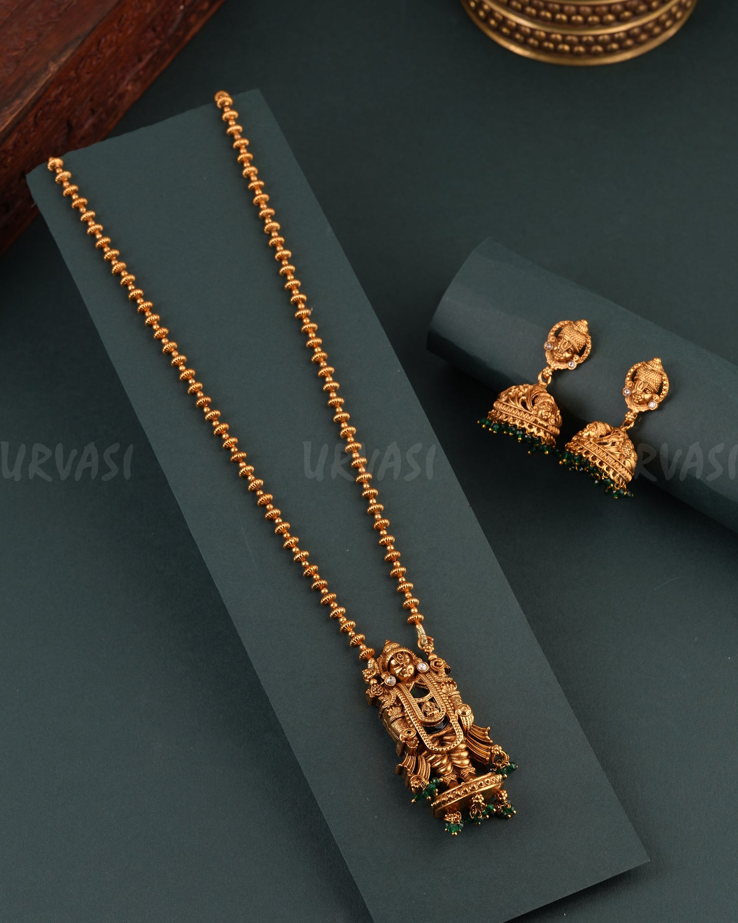 Gold-Toned Venkatachalapathi Pendent Long Necklace  1714