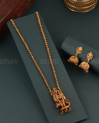 Gold-Toned Venkatachalapathi Pendent Long Necklace  1714