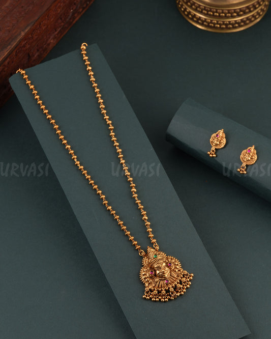 Gold-Toned Kathakali Pendent Long Necklace 1717