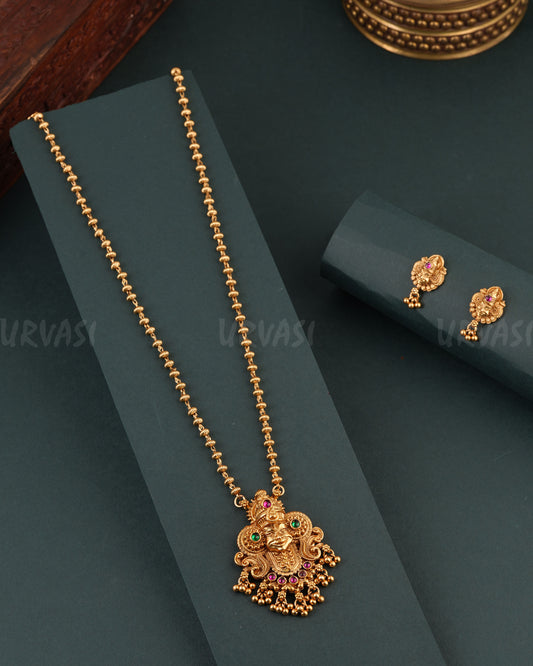 Gold-Toned Kathakali Pendent Long Necklace 1716