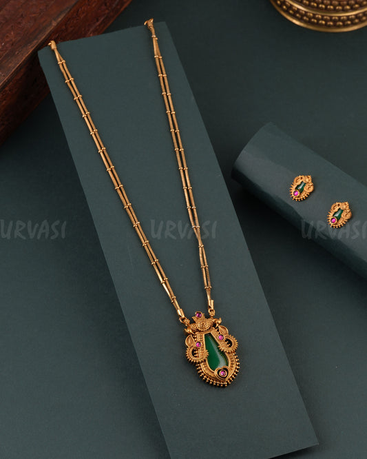 Gold-Toned Floral Traditional Long Necklace 1708