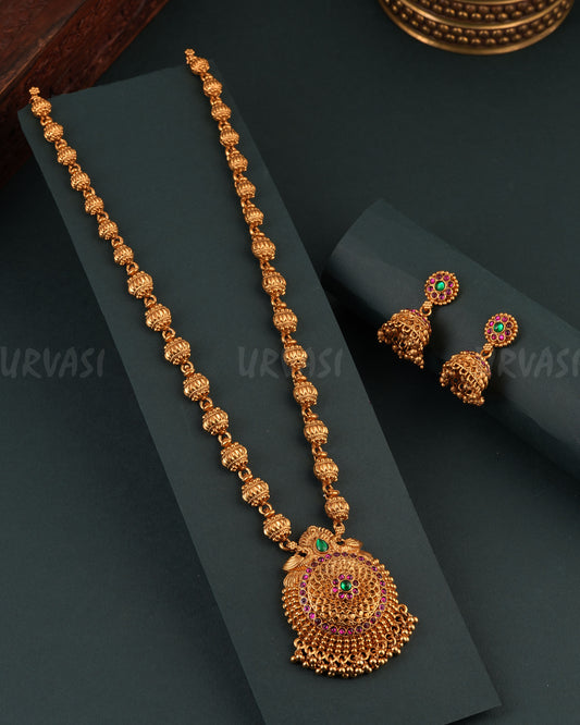 Gold-Toned Peacock Pendent Long Necklace1697