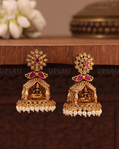 Gold-Floral Premium Traditional Lakshmi Earrings ER 1014