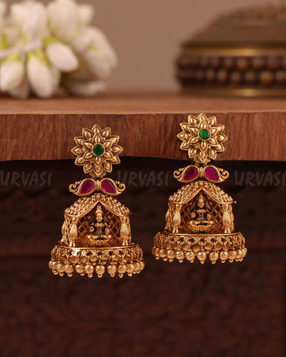 Gold-Floral Premium Traditional Lakshmi Earrings ER 1014