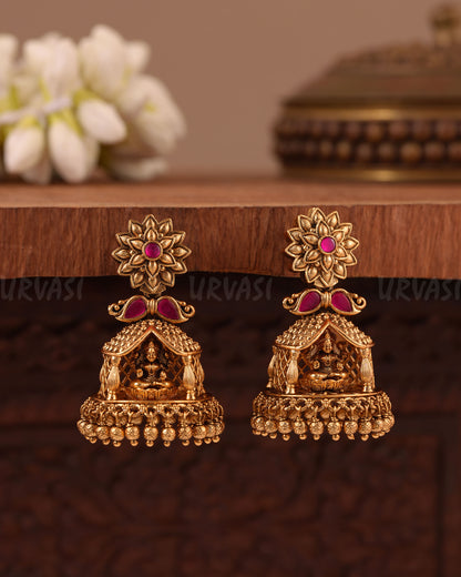 Gold-Floral Premium Traditional Lakshmi Earrings ER 1014