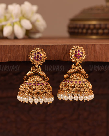 Gold- Floral Peacock Earring ER 1017