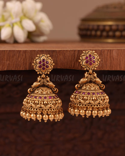 Gold- Floral Peacock Earring ER 1017