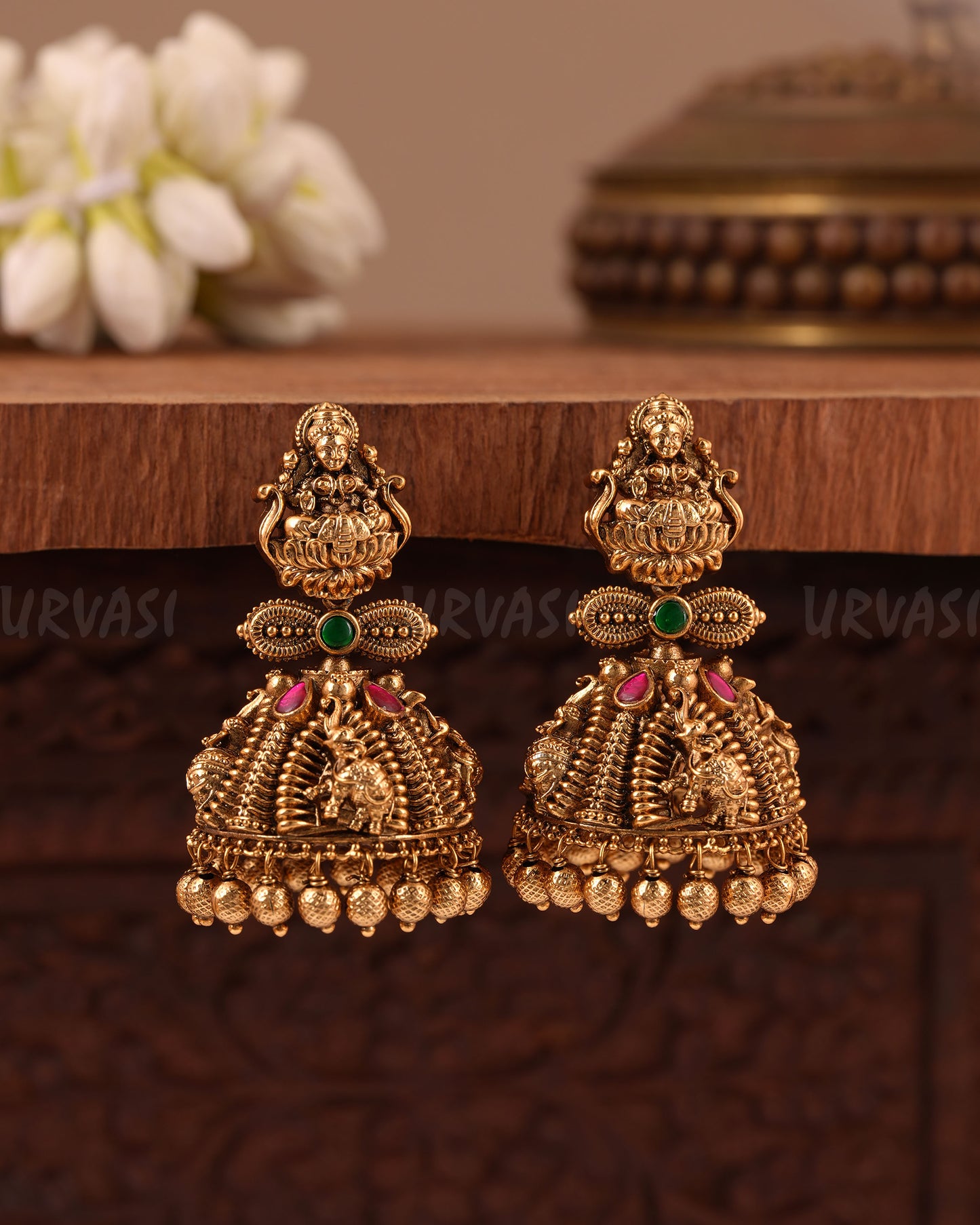 Gold- Toned Traditional Lakshmi Earrings ER 1027