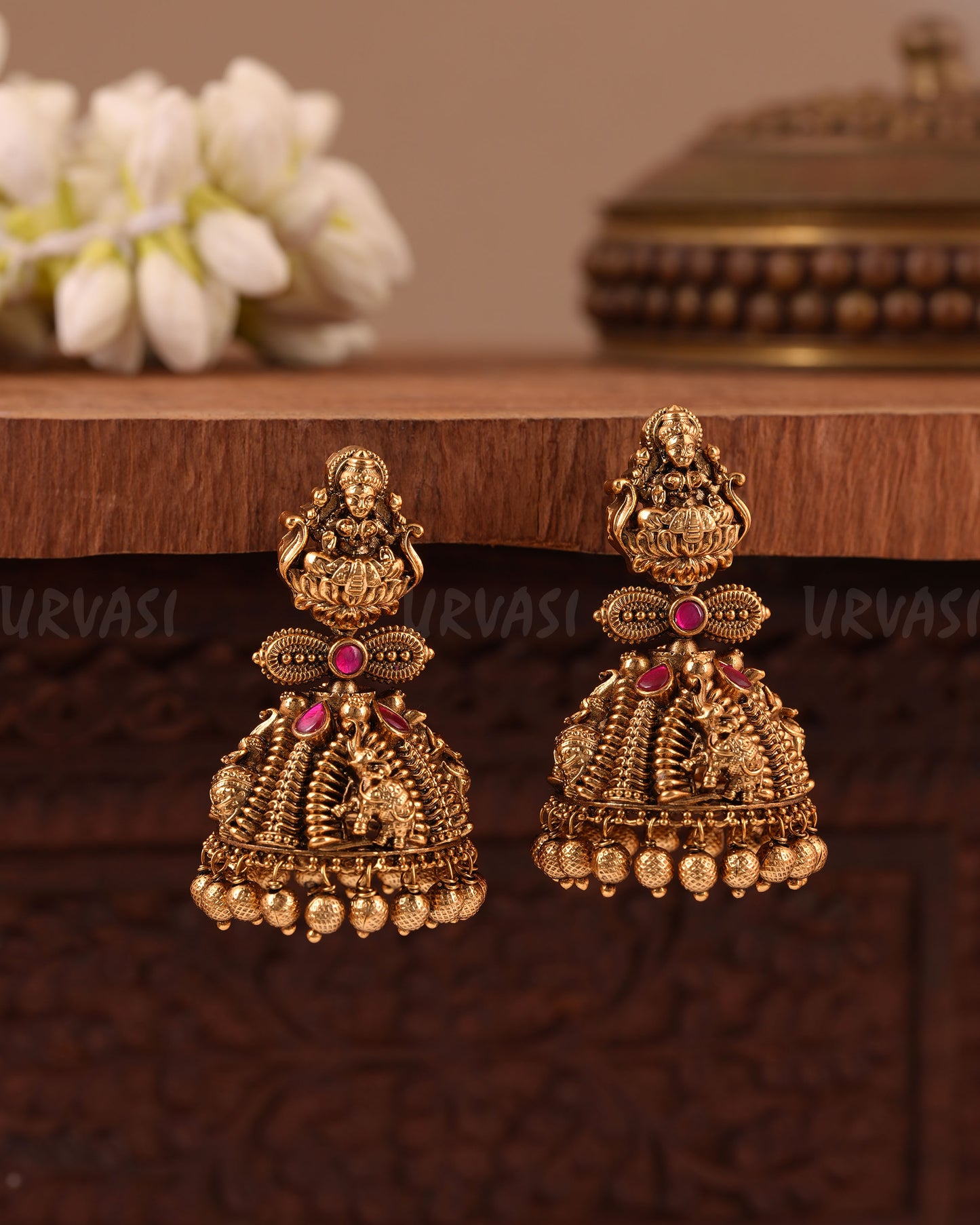 Gold- Toned Traditional Lakshmi Earrings ER 1027