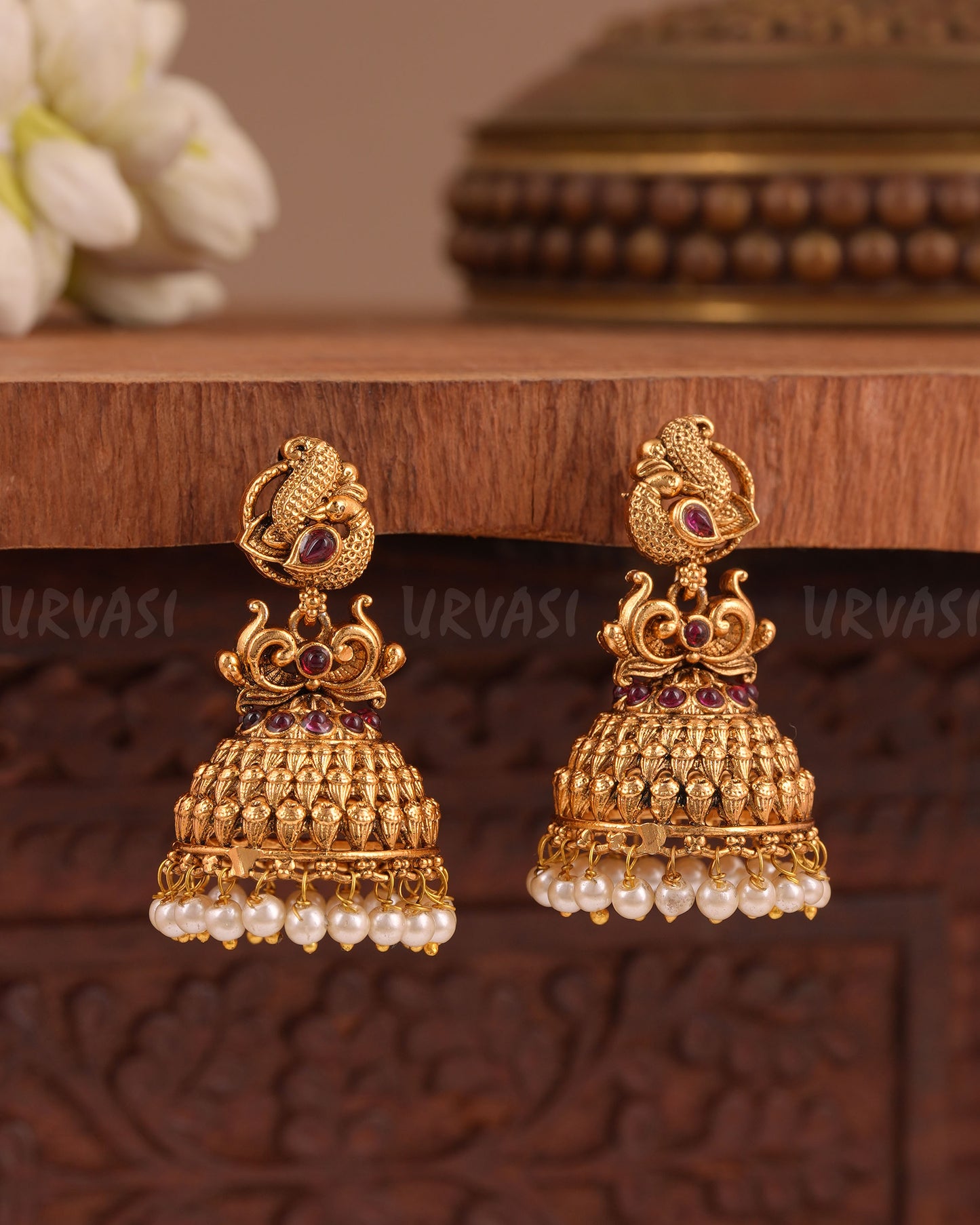 Gold-Toned Peacock Jhumka Earring ER 1022