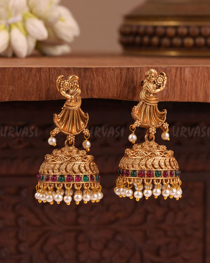 Gold-Toned Traditional Deity Earrings  ER 1047