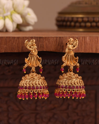 Gold-Toned Traditional Deity Earrings  ER 1047
