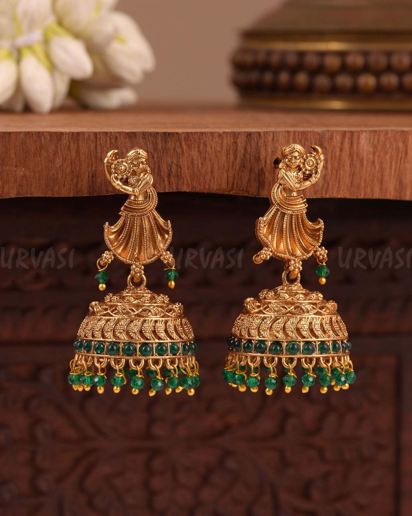 Gold-Toned Traditional Deity Earrings  ER 1047