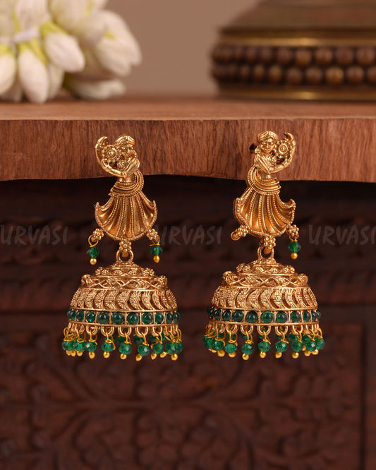 Gold-Toned Traditional Deity Earrings  ER 1047