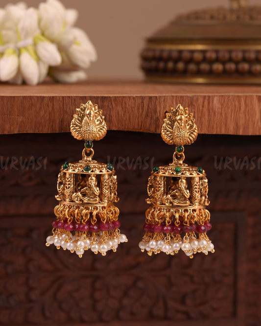 Gold-Toned Traditional Peacock Krishna Earring ER 1013