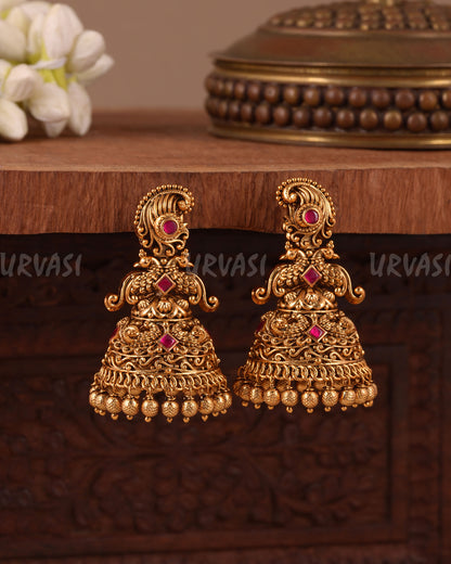 Gold-Toned Traditional Peacock Earring ER 1041