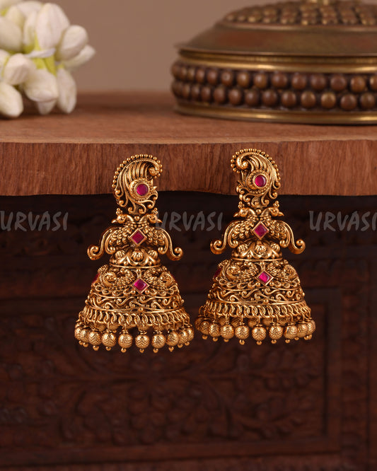 Gold-Toned Traditional Peacock Earring ER 1041