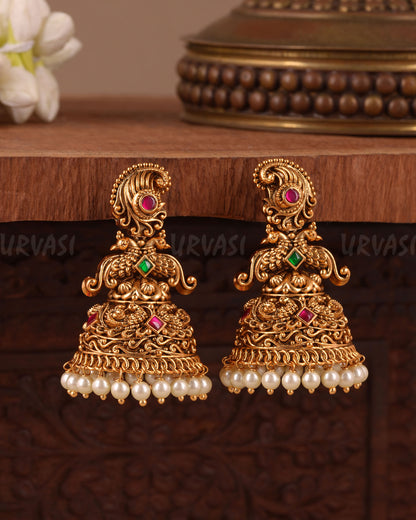 Gold-Toned Traditional Peacock Earring ER 1041