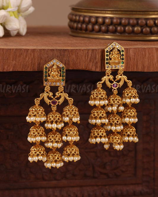 Gold-Toned Traditional Lakshmi Layered Earrings ER 1042