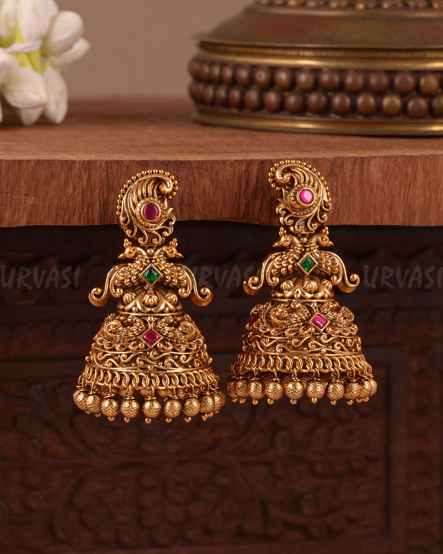 Gold-Toned Traditional Peacock Earring ER 1041