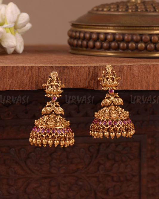 Gold -Toned Traditional Lakshmi Peacock Earring  ER 1032
