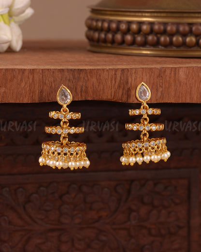 Gold-Toned Layered Pearl Drops  Earring ER 1029