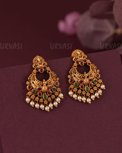 Gold-Toned Traditional Peacock Lakshmi Earring ER 1051
