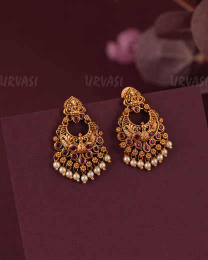 Gold-Toned Traditional Peacock Lakshmi Earring ER 1051